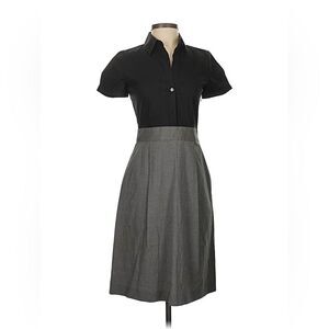 Theory Classic Y2K Black & Gray Cotton Stretch Fit-and-Flare Work Dress Sz 4